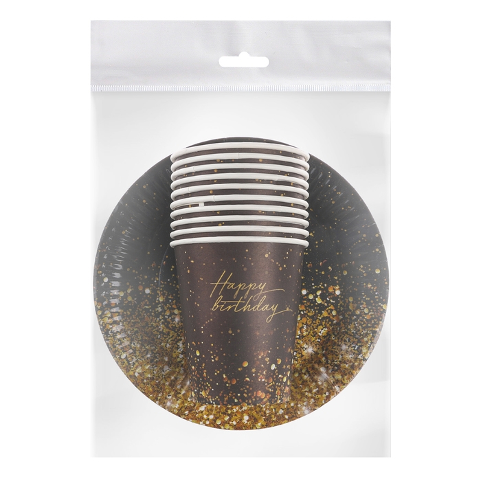 Набор бумажной посуды Набор бумажной посуды "Happy", 10 стаканов, 10 тарелок