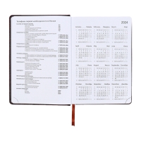 Ежедневник датированный 2024 года, А5, 176 листов, Attomex.Croco, обложка искусственная кожа, ляссе, блок 70 г/м2, коричневый