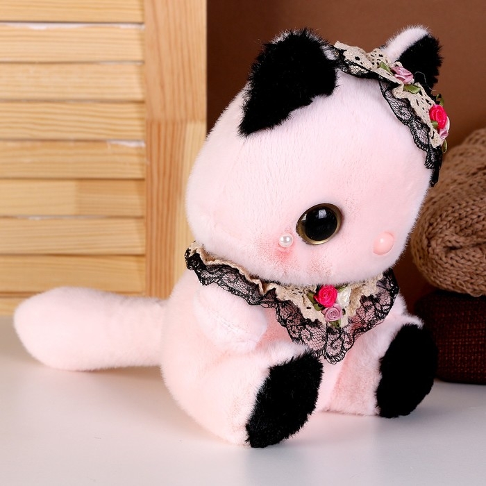 Мягкая игрушка &laquo;Котик&raquo; с бусинами, 22 см, цвет розовый