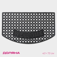 Коврик придверный ячеистый Доляна &laquo;Добро пожаловать&raquo;, 43&times;73 см, цвет чёрный