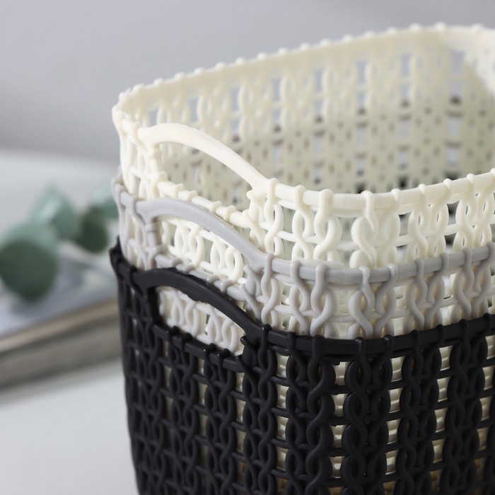 Корзина для хранения с ручками &laquo;Плетение&raquo;, пластик, 12&times;8,5&times;8 см, цвет МИКС