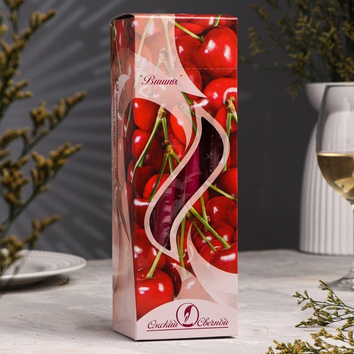 Свеча античная ароматическая Свеча античная ароматическая "Вишня", 2,3х 24,5 см, 5 ч, 55 г, бордовая