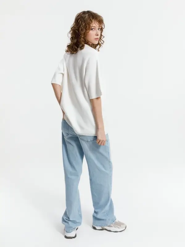 Джемпер с коротким рукавом Siluetti Volumica, молочно-белый, размер XS/S Джемпер с коротким рукавом Siluetti Volumica, молочно-белый, размер XS/S