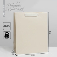 Пакет подарочный ламинированный, упаковка, &laquo;Молочный&raquo;, L 31 х 40 х 11.5 см