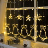 Гирлянда &laquo;Бахрома&raquo; 2.4 &times; 0.9 м с насадками &laquo;Колокольчики&raquo;, IP20, прозрачная нить, 138 LED, свечение тёплое белое, 8 режимов, 220 В