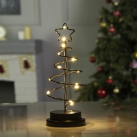 Светодиодная фигура &laquo;Ёлка чёрная&raquo; 12 &times; 25 &times; 12 см, металл, батарейки АААх3 (не в комплекте), свечение тёплое белое