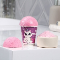 Подарочный набор косметики &laquo;Милое мурроженое&raquo;, соль для ванны 145 г и бомбочка для ванны 60 г, аромат ванили и ягод, BEAUTY FОХ