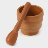 Ступка с пестиком Доляна &laquo;Кирпичный камень&raquo;, 250 мл, 10,5&times;20 см, цвет коричневый