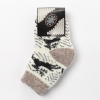 Носки детские шерстяные &laquo;Олени&raquo;, цвет белый, размер 22