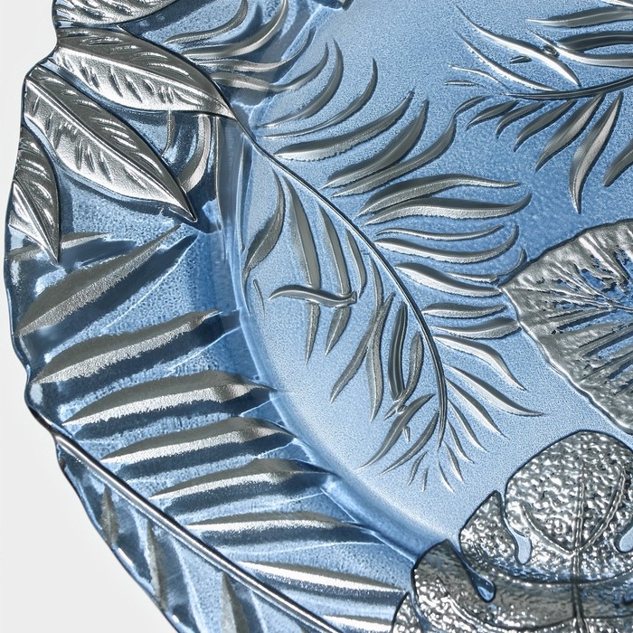 Тарелка стеклянная &laquo;Арабис&raquo;, d=33 см, цвет голубой