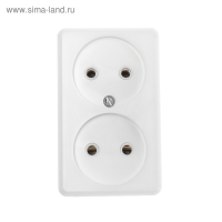 Розетка "Элект" РА 16-008, 16 А, 250 В, двухместная, открытая, белая Розетка "Элект" РА 16-008, 16 А, 250 В, двухместная, открытая, белая