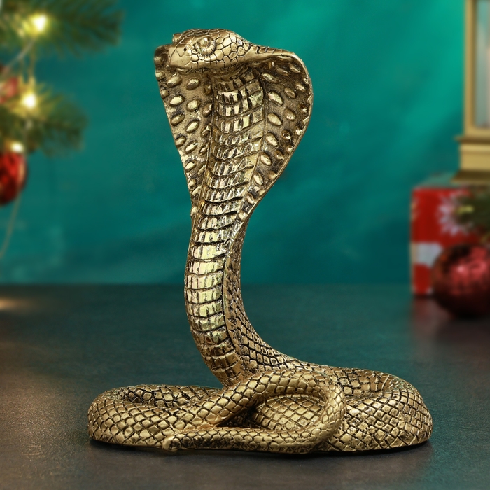 Фигура "Королевская кобра" золото, 14х8х17см