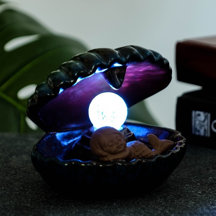 Подставка для благовоний Подставка для благовоний "Девочка в ракушке" 11х10см, с подсветкой, батарейки LR44