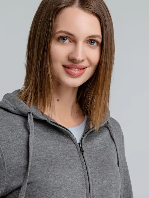 Толстовка на молнии с капюшоном унисекс King, темно-серый меланж, размер XS