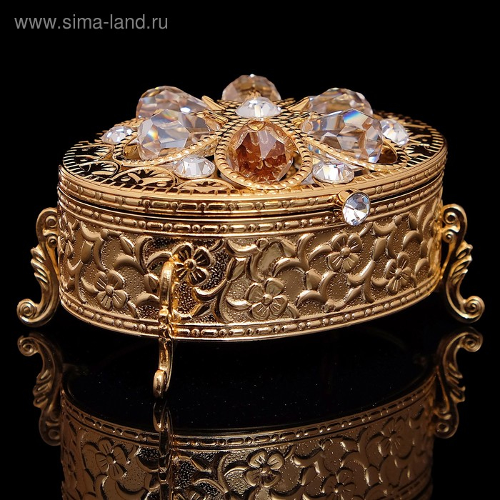 Шкатулка &laquo;Грация&raquo;, с бархатом, 7,5&times;5,5&times;4.5 см, с кристаллами