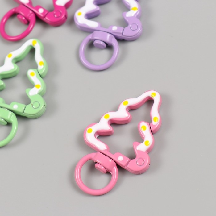 Карабин металл с кольцом "Ёлочка в глазури" МИКС 4,3х2,7 см