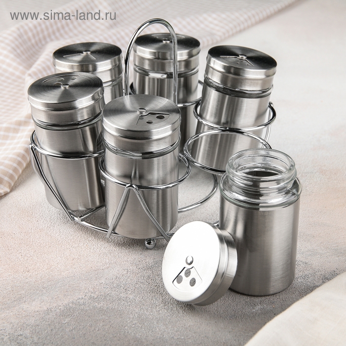 Набор для специй на подставке &laquo;Универсал&raquo;, 15&times;12 см, 100 мл, 6 шт