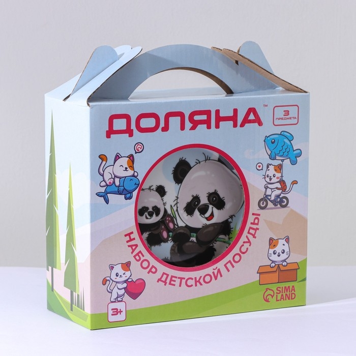 Набор детской посуды из керамики Доляна «Семья пандочек», 3 предмета: кружка 230 мл, миска 400 мл, тарелка d=18 см Набор детской посуды из керамики Доляна «Семья пандочек», 3 предмета: кружка 230 мл, миска 400 мл, тарелка d=18 см