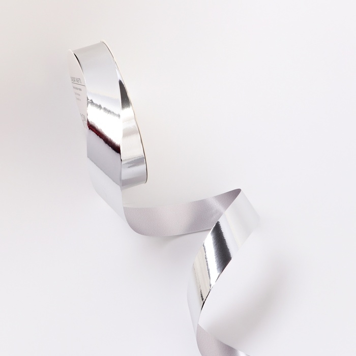 Лента для декора и подарков, Лента для декора и подарков, "Металлик", серебро, 2 см х 50 м