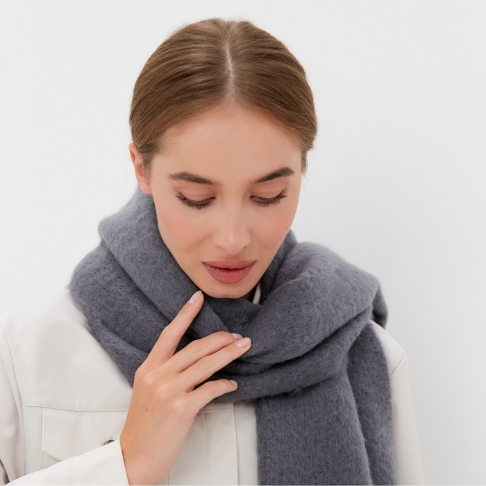 Шарф зимний объемный с кистями MINAKU 210*38+18 см цвет серый Шарф зимний объемный с кистями MINAKU 210*38+18 см цвет серый