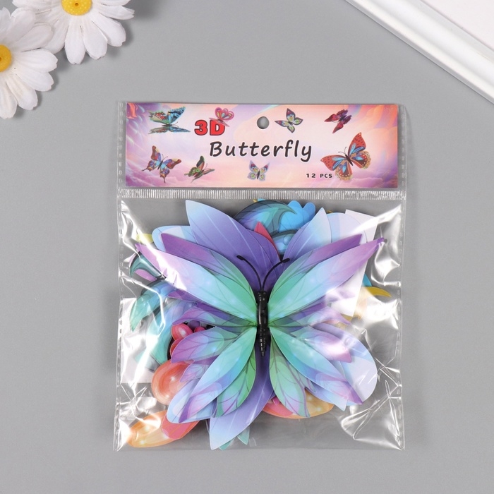 Магнит пластик Магнит пластик "Яркие бабочки" набор 12 шт