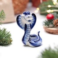 Новый год. Сувенир символ года 2025 "Змея Василиса", гжель, 8,5 см Новый год. Сувенир символ года 2025 "Змея Василиса", гжель, 8,5 см