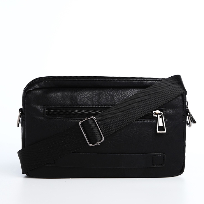 Сумка мужская через плечо, искусственная кожа, цвет чёрный