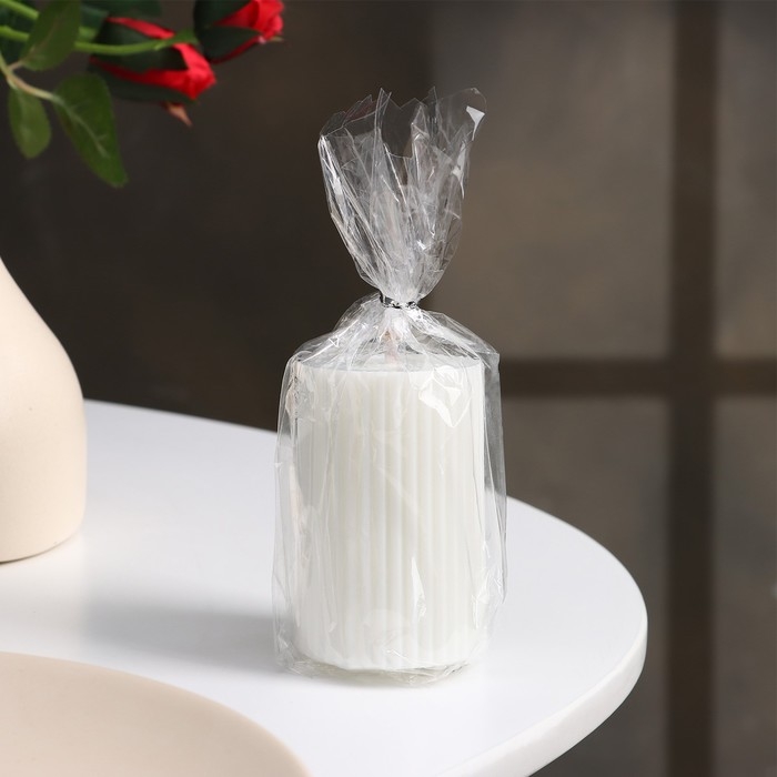 Свеча-цилиндр с гранями, 5х7,5 см, белая, 6 ч