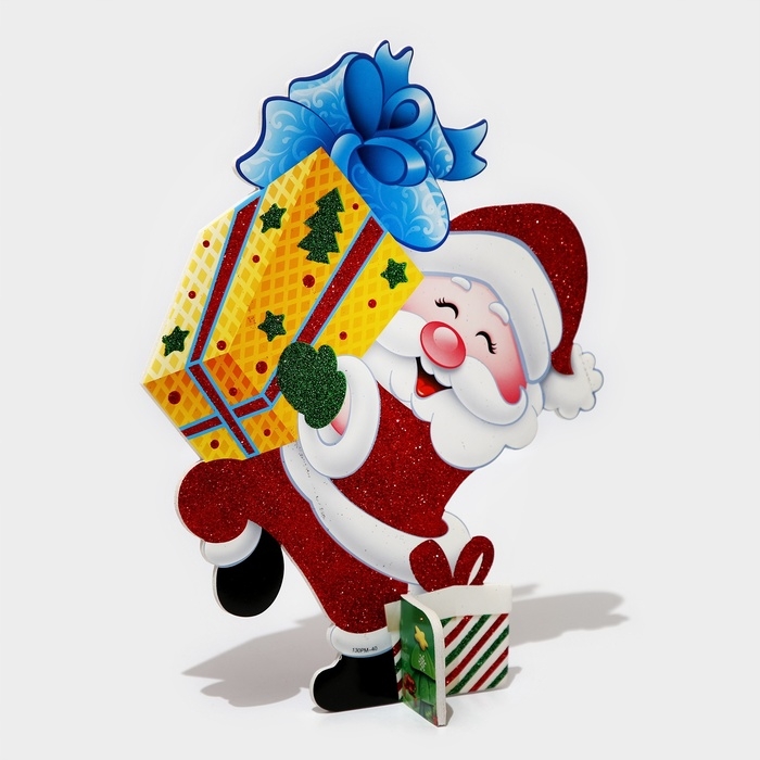 Декоративное украшение (подставка) Декоративное украшение (подставка) "Дед мороз с подарком" 33х25,5 см