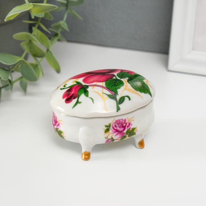 Шкатулка керамика на ножках Шкатулка керамика на ножках "Роза" 6,1х7,7х4,8 см