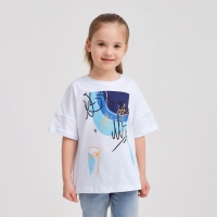 Футболка детская MINAKU Colors, цвет белый/голубой, рост 104