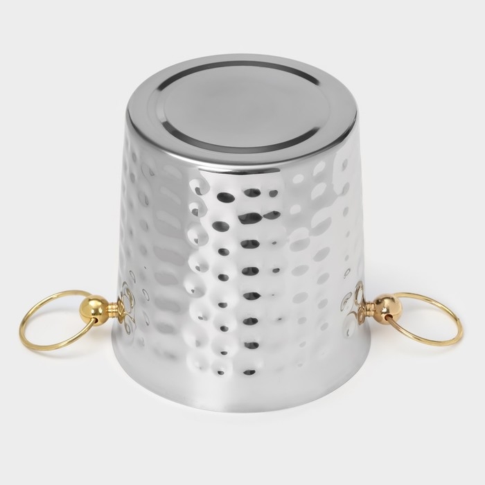 Ведро для льда из нержавеющей стали &laquo;Чеканный&raquo;, 5,2 л, 25&times;20&times;20,5 см, золотые ручки