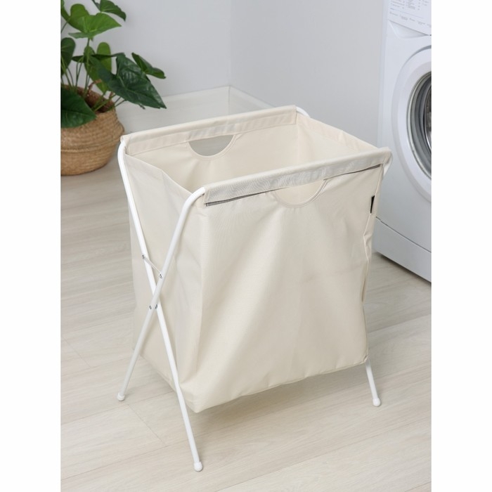 Корзина-мешок для белья на металлокаркасе, 53×39×62 см, цвет бежевый Корзина-мешок для белья на металлокаркасе, 53×39×62 см, цвет бежевый