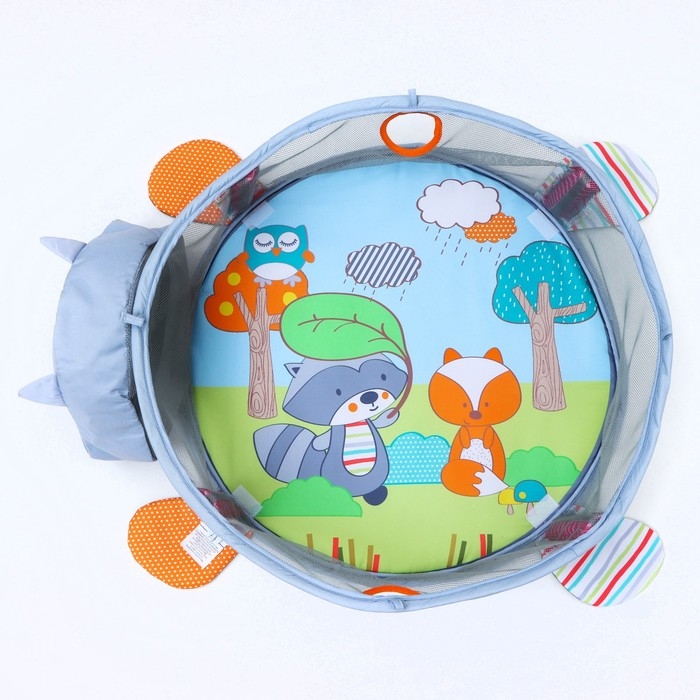 Развивающий коврик 3 в 1 &laquo;Енот&raquo;, 68х68 см, 30 цветных шариков, 5 игрушек, Крошка Я