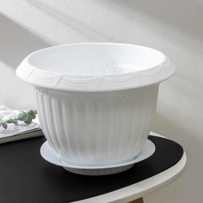 Горшок с поддоном &laquo;Байкал&raquo;, 6 л, белый