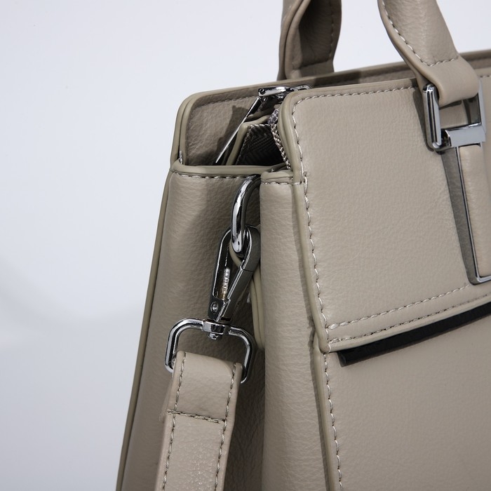 Сумка-тоут на молнии, наружный карман, цвет светло-серый Сумка-тоут на молнии, наружный карман, цвет светло-серый