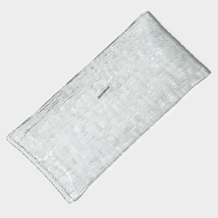 Блюдо стеклянное сервировочное «Текстура», 25,5×12,5 см, прямоугольное Блюдо стеклянное сервировочное «Текстура», 25,5×12,5 см, прямоугольное