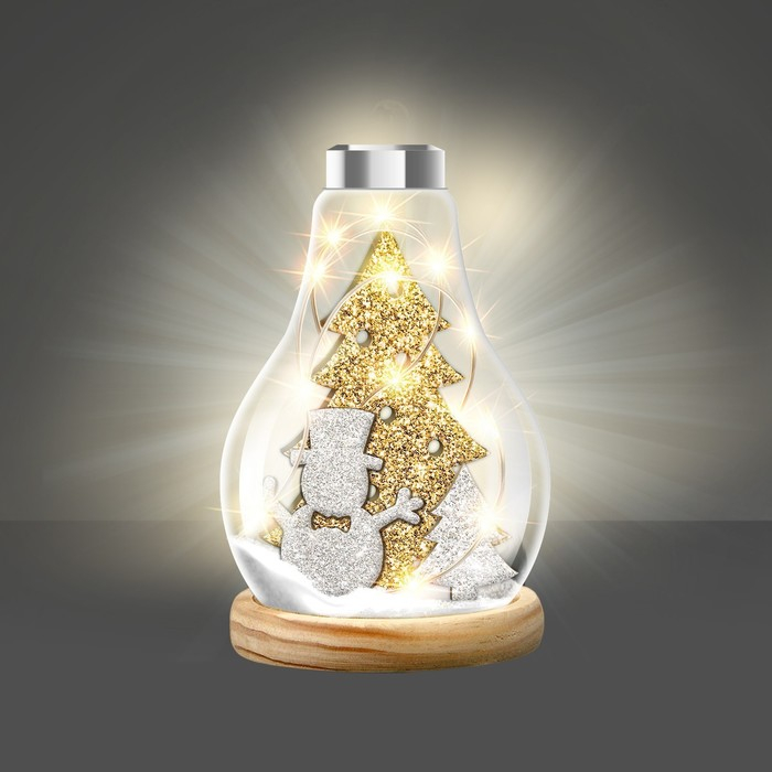 Набор для творчества «Новогодний ночник», деревянные вставки, снеговик Набор для творчества «Новогодний ночник», деревянные вставки, снеговик