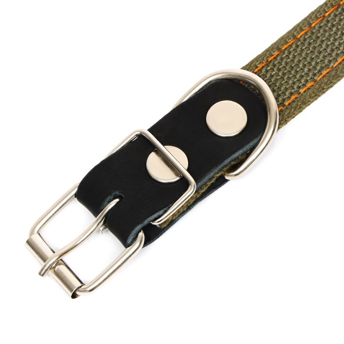 Ошейник брезентовый двухслойный, 54 х 2,5 см, ОШ 35-45 см, хаки Ошейник брезентовый двухслойный, 54 х 2,5 см, ОШ 35-45 см, хаки