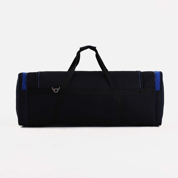 Сумка дорожная на молнии, 3 наружных кармана, длинный ремень, цвет чёрный/синий Сумка дорожная на молнии, 3 наружных кармана, длинный ремень, цвет чёрный/синий