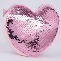 Сумка детская для девочки, с пайетками, сердце, 17 х 15 х 1 см, цвет розово-белый цвет Сумка детская для девочки, с пайетками, сердце, 17 х 15 х 1 см, цвет розово-белый цвет