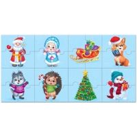 Пазлы 8 в 1 &laquo;Новогодние истории&raquo;, двусторонние, 32 детали, в пакете