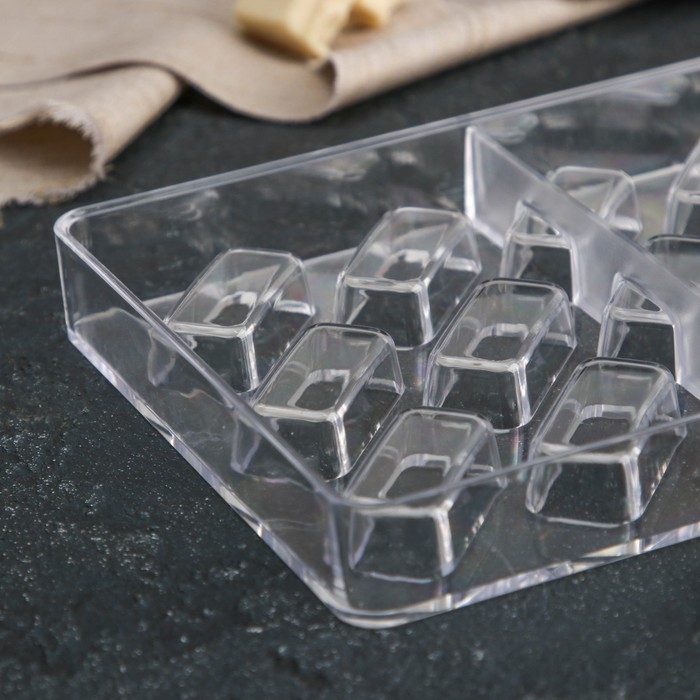 Форма для конфет и шоколада KONFINETTA «Буэно», 27,5×13,5×2,5 см, 21 ячейка 3,5×1,5×1 см, цвет прозрачный Форма для конфет и шоколада KONFINETTA «Буэно», 27,5×13,5×2,5 см, 21 ячейка 3,5×1,5×1 см, цвет прозрачный