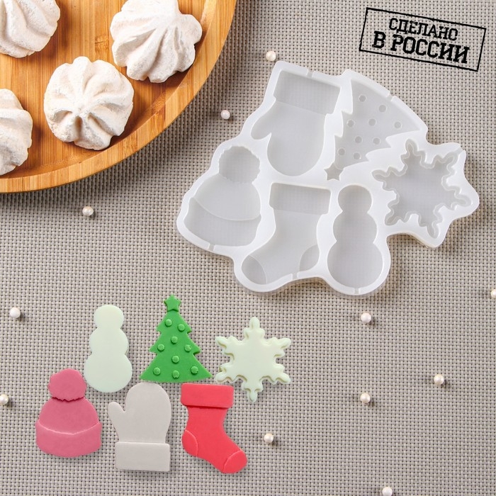 Силиконовый молд для леденцов и шоколада &laquo;Новогодние леденцы&raquo;, 15&times;13 см, цвет прозрачный
