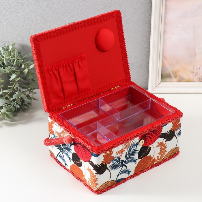 Шкатулка для рукоделия Шкатулка для рукоделия "Тропические листья" 19х26х14,5 см