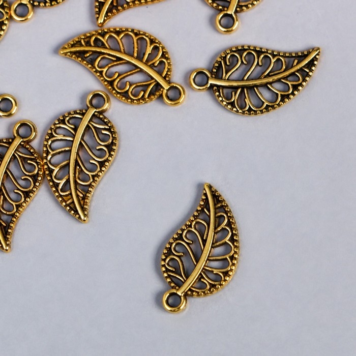 Декор металл для творчества Декор металл для творчества "Золотой ажурный листик" набор 16 шт 1,8х1 см