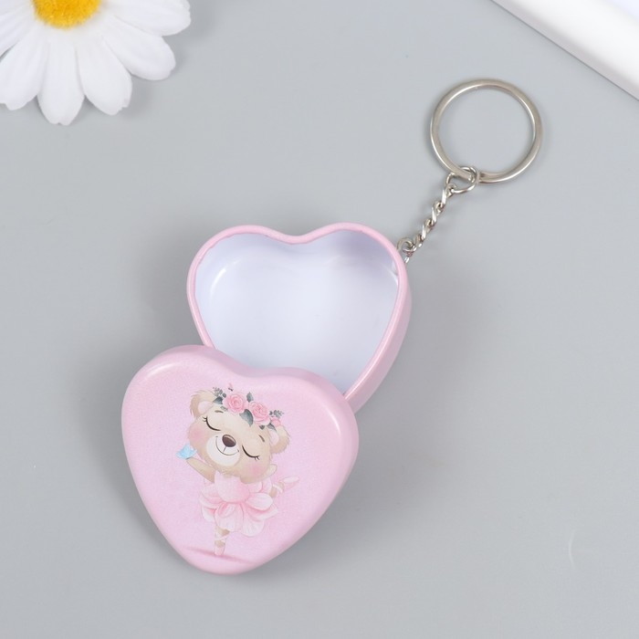 Шкатулка на кольце металл Шкатулка на кольце металл "Сердце - зоопарк" МИКС 2,1х5х4,6 см