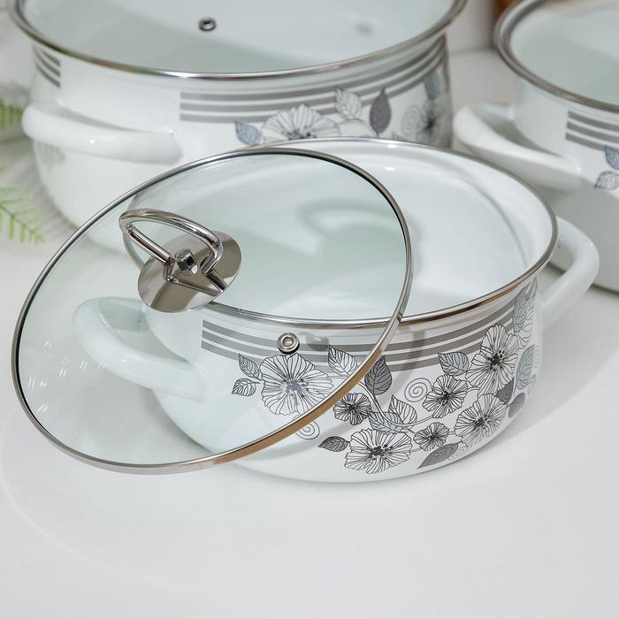 Набор кастрюль &laquo;Серебро-1 Экстра&raquo;, 3 предмета: 2 л, 3 л, 4 л, крышки, индукция