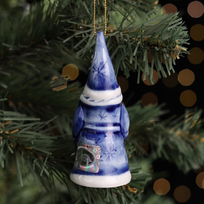 Елочная игрушка "Дед Мороз", 4х4,5х9,5 см, фарфор