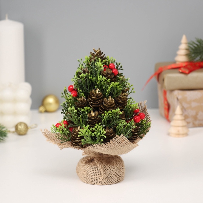 Ёлка декор Ёлка декор "С зеленью и ягодками, в мешочке" 18х10 см